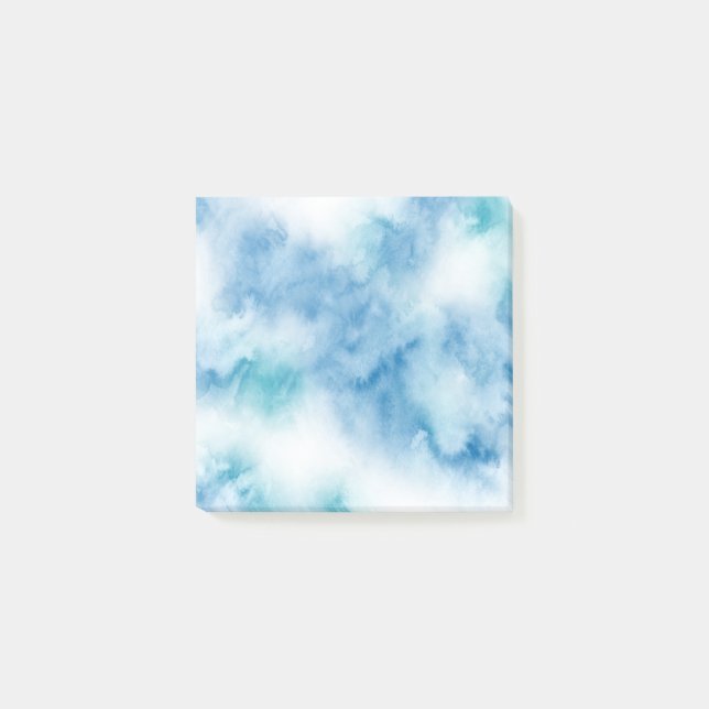 Blue Teal Watercolor Abstract Post-it Notes (Front)