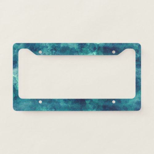 Blue Teal Watercolor Abstraction License Plate Frame