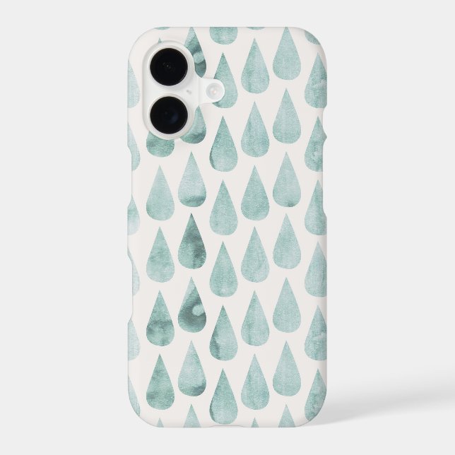 Blue/Teal Watercolor Large Raindrop Pattern Iphone Case (Back)