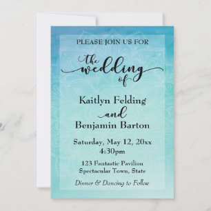 Blue & Teal Watercolor Mandala Wedding Invitation
