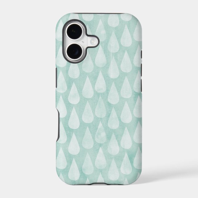 Blue/Teal Watercolor Raindrops Pattern Iphone Case (Back)