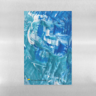 Blue Teal White Abstract Magnetic Dry Erase Sheet