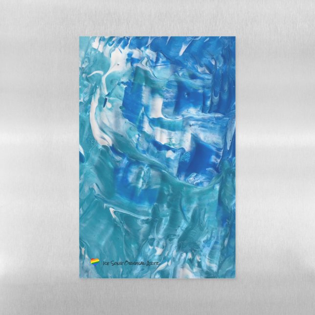 Blue Teal White Abstract Magnetic Dry Erase Sheet (Vertical)
