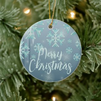 Blue Teal Winter Wonderland Merry Christmas Photo