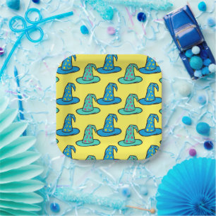 Blue + Teal Wizard Hats Paper Plates
