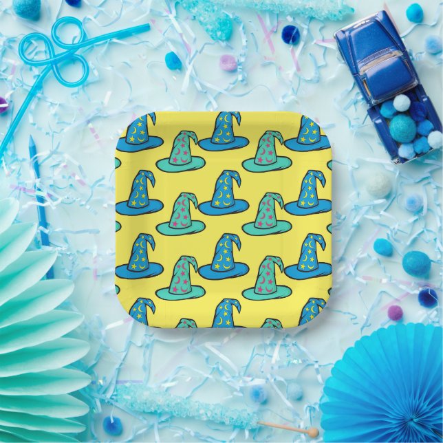 Blue + Teal Wizard Hats Paper Plates (Party)