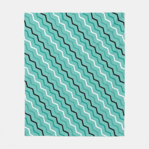 Blue Teal ZigZag Diagonal Stripe Geometry Pattern Fleece Blanket