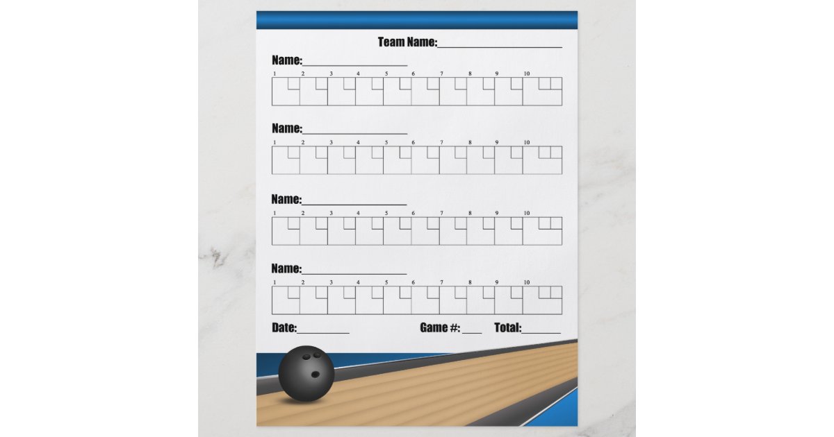 Blue Team Bowling Score Sheets Flyer Zazzle 5873