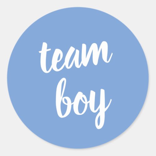 Blue Team Boy Baby Shower Gender Reveal Classic Round Sticker