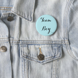 Blue team boy gender reveal party button