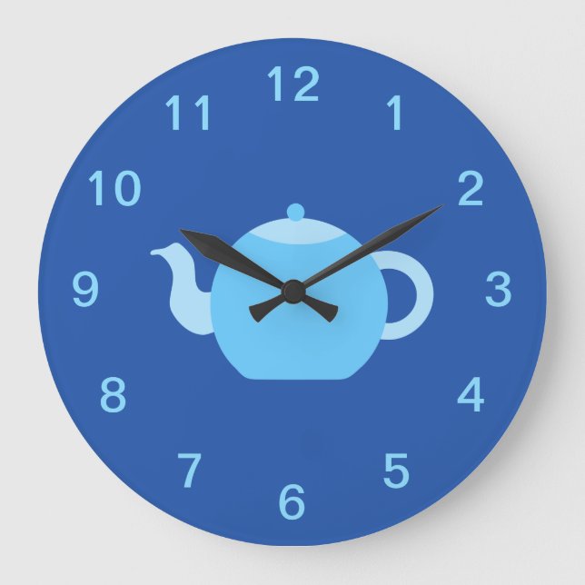 Blue Teapot on Navy Background. Large Clock (Front)