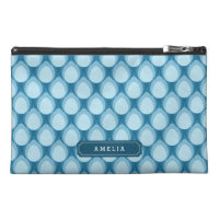 Blue Teardrop Pattern Monogram Accessory Bag