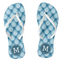 Blue Teardrop Pattern Personalize Monogram Flip Flops