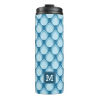 Blue Teardrop Pattern Personalize Monogram Thermal Tumbler