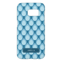 Blue Teardrop Pattern Personalize with Name Samsung Galaxy S7 Case