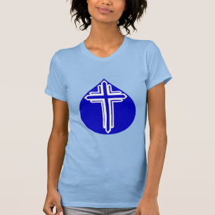 Blue Teardrop White Cross T-Shirt