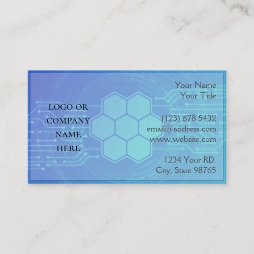 Blue Tech Circuit Board Business Card