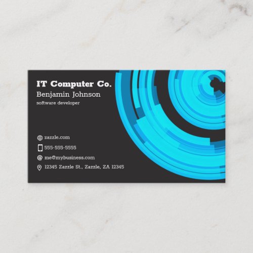 Blue Tech on Dark Gray Business Card