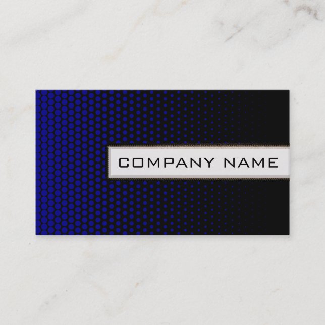 Blue Techno Dots Elegant Modern Black Business Card (Front)
