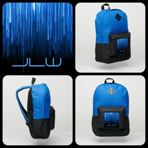 Blue Techno with Initials Backpack