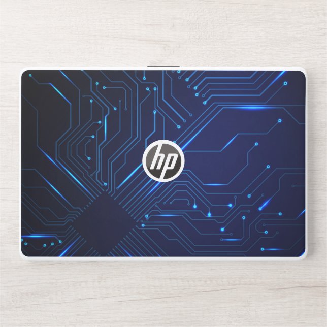 Blue technology background HP laptop skin (Front)