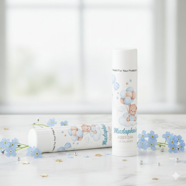 Blue Teddy Aqiqah Baby Boy Lip Balm Favor (Creator Uploaded)