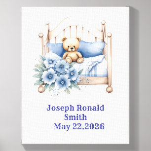 Blue Teddy Bear Baby Art Canvas Photo Tile