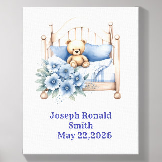 Blue Teddy Bear Baby Art Canvas Photo Tile