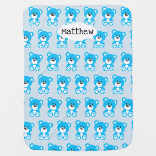 Blue Teddy Bear Baby Blanket