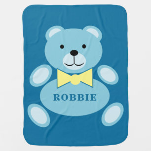 Blue Teddy Bear baby Blanket