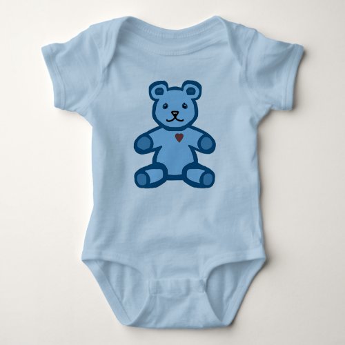 Blue teddy bear baby bodysuit