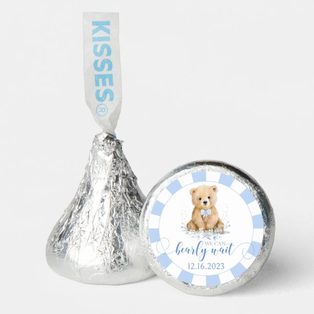 Blue teddy bear baby boy shower chocolate  hershey®'s kisses® (Front)