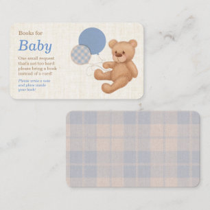 Blue Teddy Bear Baby Shower Book Request Enclosure Card