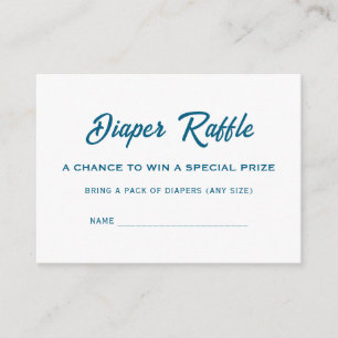 Blue Teddy Bear Baby Shower Diaper Raffle Name Enclosure Card