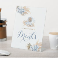 Blue Teddy Bear Baby Shower Drink Table Sign