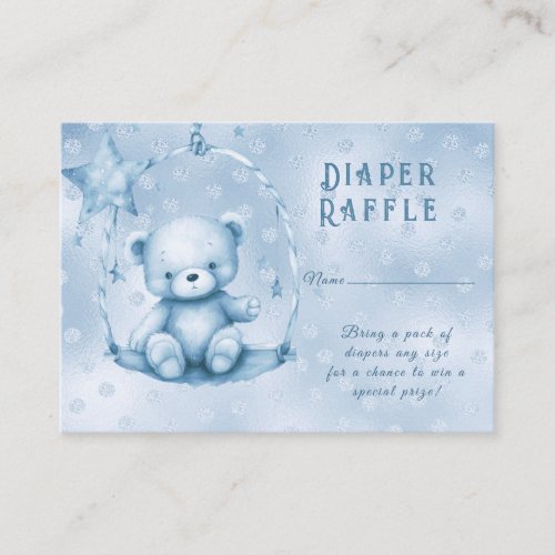 Blue Teddy Bear Baby Shower Enclosure Card