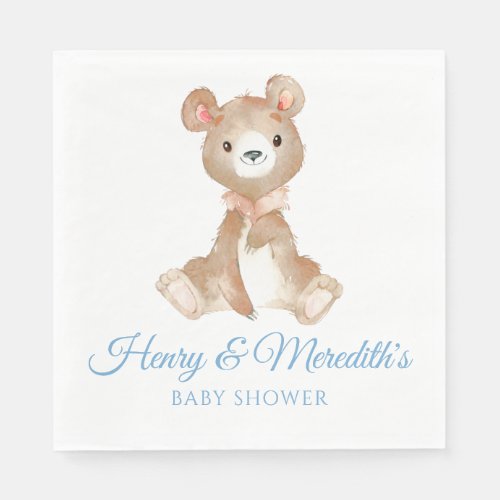 Blue Teddy Bear Baby Shower for Boy Napkins
