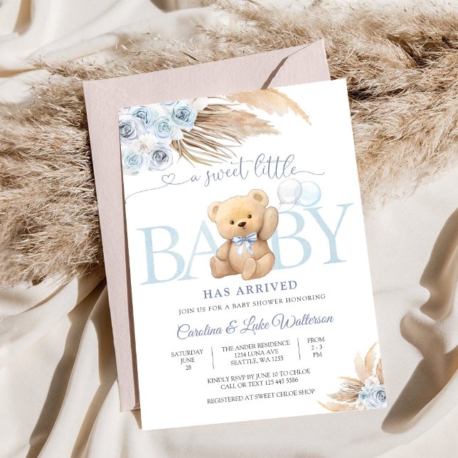 Blue Teddy Bear Baby Shower Invitation (Creator Uploaded)