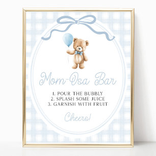 Blue Teddy Bear Baby Shower Mimosa Bar Sign