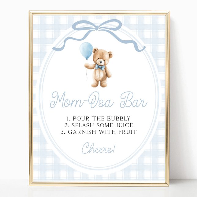 Blue Teddy Bear Baby Shower Mimosa Bar Sign (Creator Uploaded)