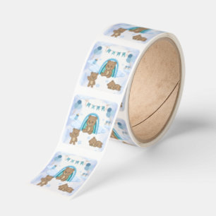 Blue Teddy Bear Baby Shower Square Sticker