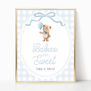 Blue Teddy Bear Baby Shower Sweets Table Sign