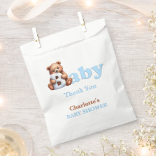 Blue Teddy Bear Baby Shower Thank You Favor Bag
