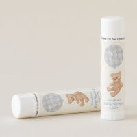 Blue Teddy Bear Baby Shower Thank You Lip Balm