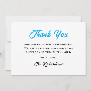 Blue Teddy Bear Baby Shower We Can Bearly Wait Thank You Card