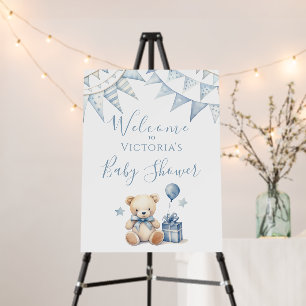 Blue Teddy Bear Baby Shower Welcome Foam Board