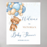 Blue Teddy Bear Baby Shower Welcome Sign at Zazzle