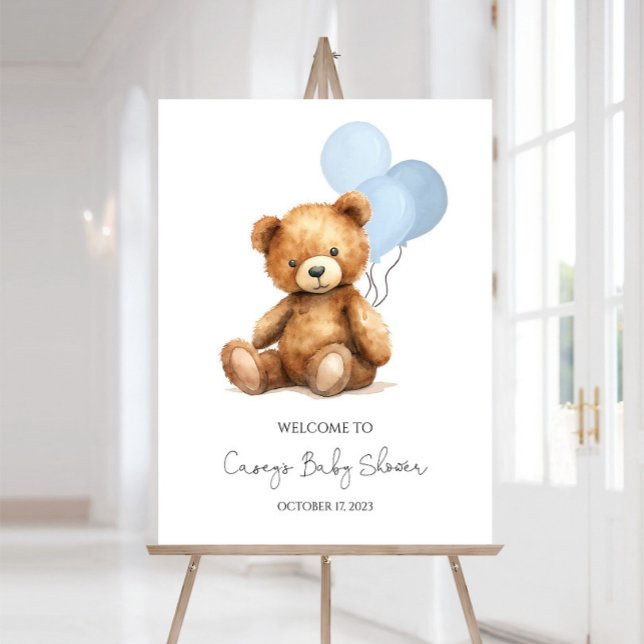 Blue Teddy Bear Baby Shower Welcome Sign Boy (Creator Uploaded)