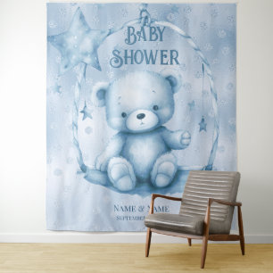 Blue Teddy Bear Backdrop