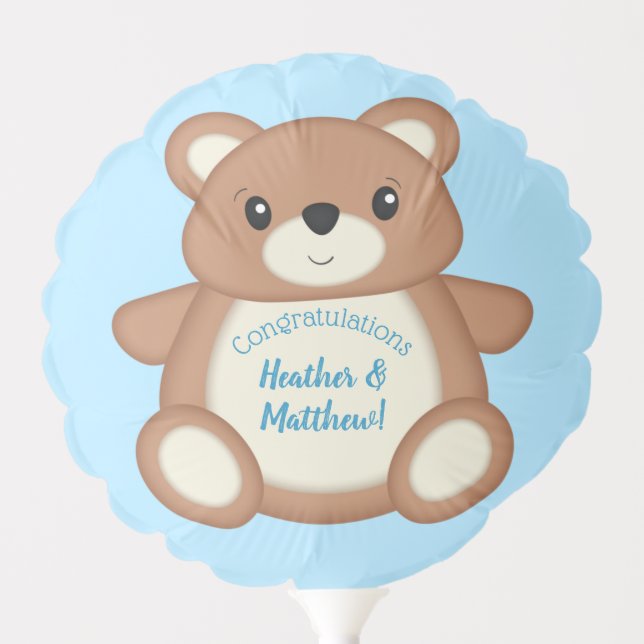 Blue Teddy Bear Balloon (Front)